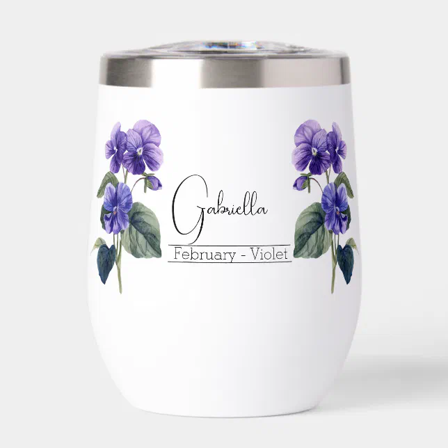 Birth Month Flower February  Violet Wine Tumbler