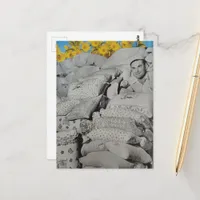 A Retro Floral Print Flour Sacks Pile  Postcard