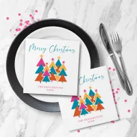 Modern Colorful Christmas Trees Typography Napkins