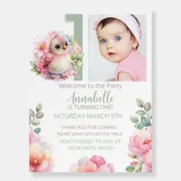 Cute Baby Bird One Year Old Welcome Sign 