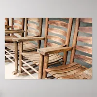 Rustic Wooden Rocking Chairs Poster