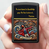 Banker-Themed Intricate Leather Art Zippo Lighter