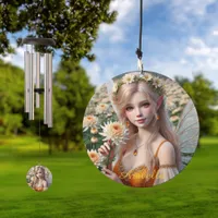 Beautiful November Fairy in Chrysanthemums Wind Chime