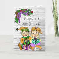 Merry Christmas Wishes Whimsical Elves Card