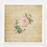 Vintage Rose and Musical Notes Paper Dinner Napkin