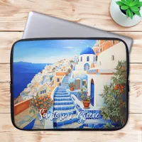 Santorini Island Illustration | Travel Art Laptop Sleeve