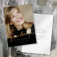 Elegant Black Gold Calligraphy Graduation Announcement