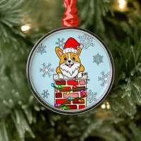 Personalized Christmas Corgi   Metal Ornament