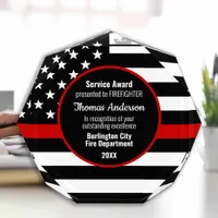 Firefighter Thin Red Line Custom Fire Service  Acrylic Award