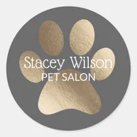 Gold Paw Print Logo On Gray Product Label