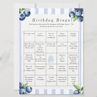 Blueberry  Birthday Find Guest Bingo game card