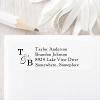 Minimalist Monogram Ampersand White Wed Address Label