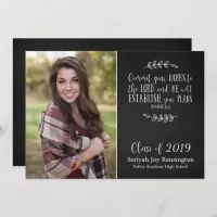 Christian Bible Verse Graduation Chalkboard Photo Invitation