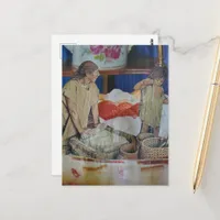 Retro Woman and Child in the Strawberry Dessert Postcard