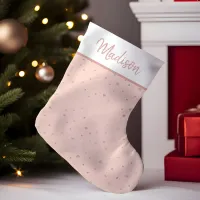 Rose Gold Blush Pink Confetti Custom Personalized Small Christmas Stocking