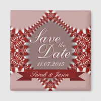 Red Pink the Date Wedding Magnet