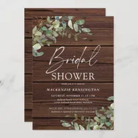 Rustic Wood Eucalyptus Greenery Bridal Shower  Invitation
