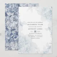 Dusty Blue Watercolor floral Wedding Invitation