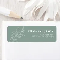 Sage Green Floral Wedding return address labels