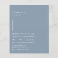 Budget Simple Dusty Blue Wedding Invitation