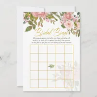 Watercolor floral Blush Pink and Gold Bridal Bingo