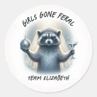 Girls Gone Feral Team Bride Disco Bachelorette Classic Round Sticker