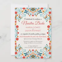 Floral Elegant Colorful Botanical Spanish Wedding Invitation