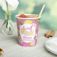 Sweet One Pink Lemon Birthday Party Paper Cups