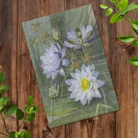 Ellis Rowan Blue White Water Lily Vintage Flowers Jigsaw Puzzle