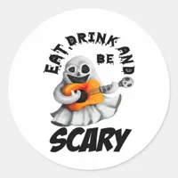 Eat Drink And Be Scared Minimal Clean Classic Round Sticker