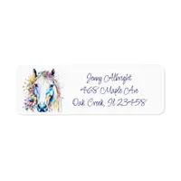 Pretty White Horse Floral Personalized  Label