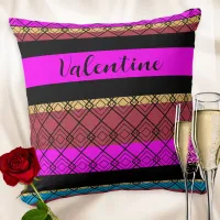 Colorful Stripes Pattern Romantic Valentine's Day Throw Pillow