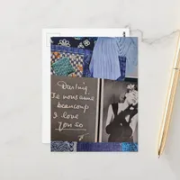 Love You So Vintage Woman and Textures Collage Postcard