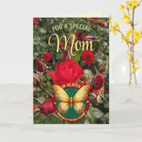 Heavenly Mothers Day Red Roses Gold Butterfly Card