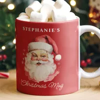 Red Vintage Retro Santa Claus Christmas Coffee Mug