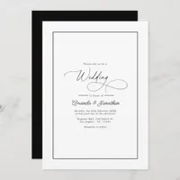 Classic Minimalist Black & White Wedding QR Code Invitation