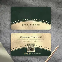 Elegant Vintage Arch Glitter Gold Emerald Green Business Card