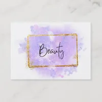*~* BEAUTY - Glitter Gold Frame  Lavender Glow  Business Card