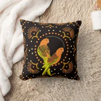 Elegant chic Orange Tropical Bird Throw Pillow