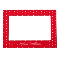 Signature Name White and Red Polka Dots Magnetic Frame