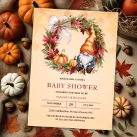 Orange Watercolor Gnome Pumpkin Fall Baby Shower Invitation