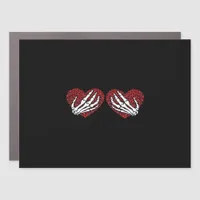 Red Heart Skeleton Hands Classic Car Magnet