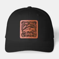 Funny Time to Haul Bass Fishing Boat Leather Patch Leather Patch Hat
