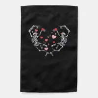 Skeleton Dancing Heart Valentines Day Gift Skull Garden Flag