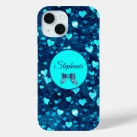 Vivid Blue Hearts iPhone 15 Case