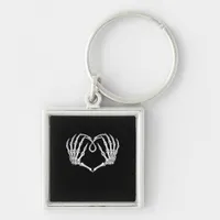 Valentines Day Gothic Heart With Skeleton Hands Va Keychain
