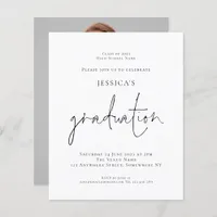 Budget Modern Script Photo Grad 2024 Party Invite