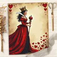 Alice Queen of Hearts Red Scepter Scrapbook Paper