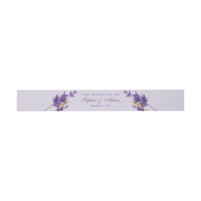 Lavender Golden Watercolor Floral  Invitation Belly Band