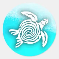Aqua Blue Sea Tropical Turtle Stickers